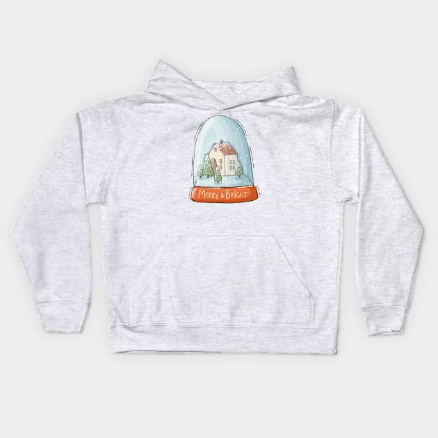 Merry and Bright snow globe Kids Hoodie by Tania Tania